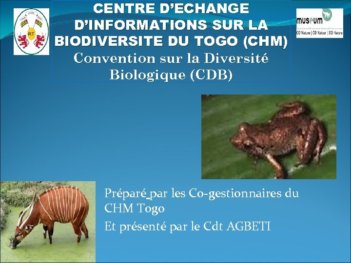 CENTRE D’ECHANGE D’INFORMATIONS SUR LA BIODIVERSITE DU TOGO (CHM) Convention sur la Diversité Biologique