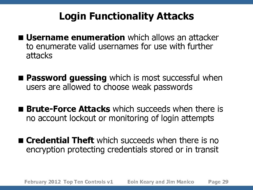 Login Functionality Attacks < Username enumeration which allows an attacker to enumerate valid usernames