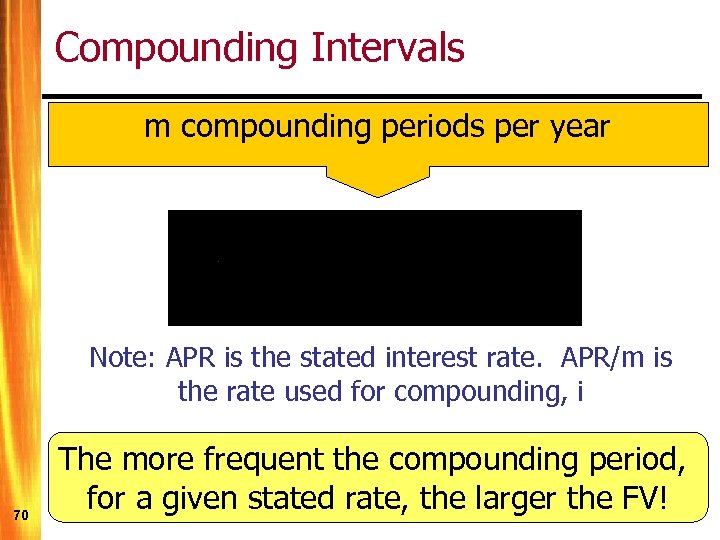 Compounding Intervals m compounding periods per year Note: APR is the stated interest rate.