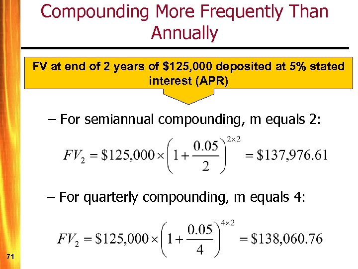 Compounding More Frequently Than Annually FV at end of 2 years of $125, 000