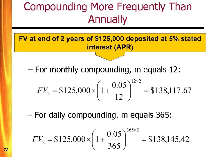 Compounding More Frequently Than Annually FV at end of 2 years of $125, 000