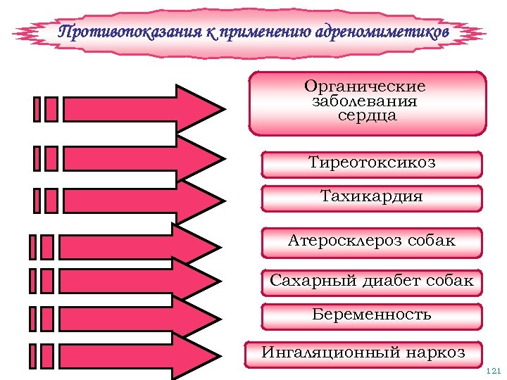 Противопоказания к применению адреномиметиков Органические заболевания сердца Тиреотоксикоз Тахикардия Атеросклероз собак Сахарный диабет собак