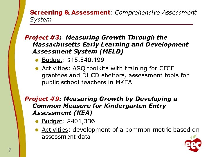 Screening & Assessment: Comprehensive Assessment System Project #3: Measuring Growth Through the Massachusetts Early