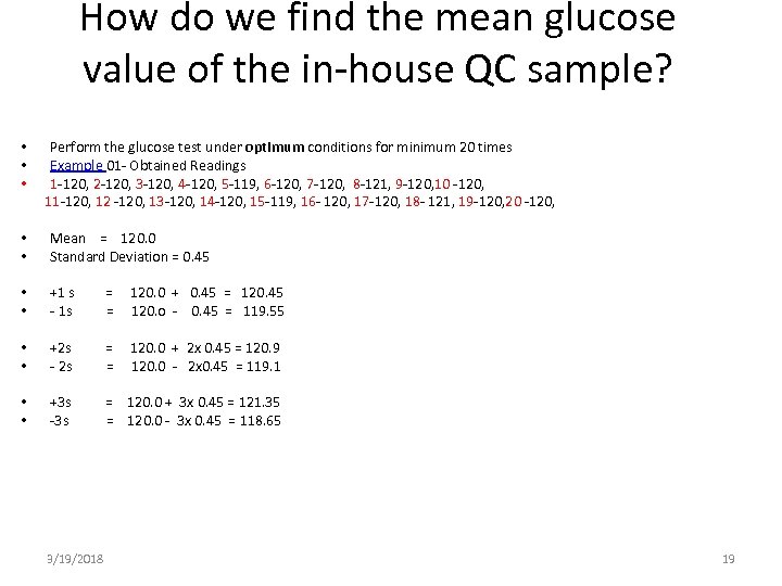 How do we find the mean glucose value of the in-house QC sample? •
