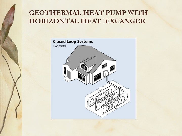 GEOTHERMAL HEAT PUMP WITH HORIZONTAL HEAT EXCANGER 