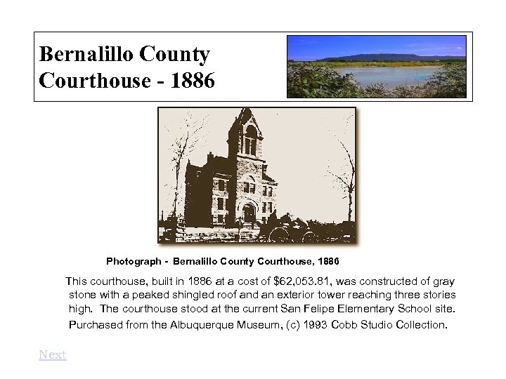 Bernalillo County Courthouse - 1886 Photograph - Bernalillo County Courthouse, 1886 This courthouse, built