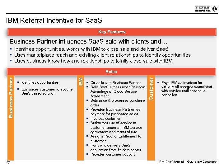 IBM Referral Incentive for Saa. S Key Features Business Partner influences Saa. S sale