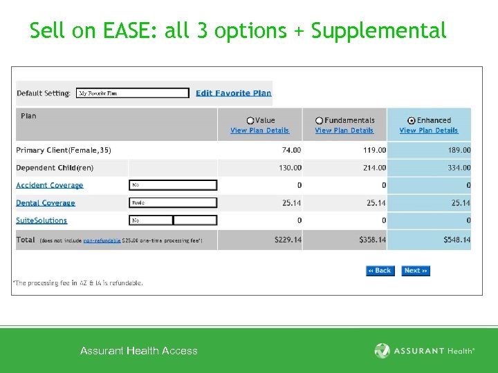 Sell on EASE: all 3 options + Supplemental Assurant Health Access 