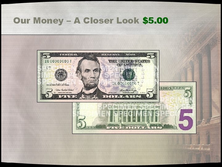 Our Money – A Closer Look $5. 00 