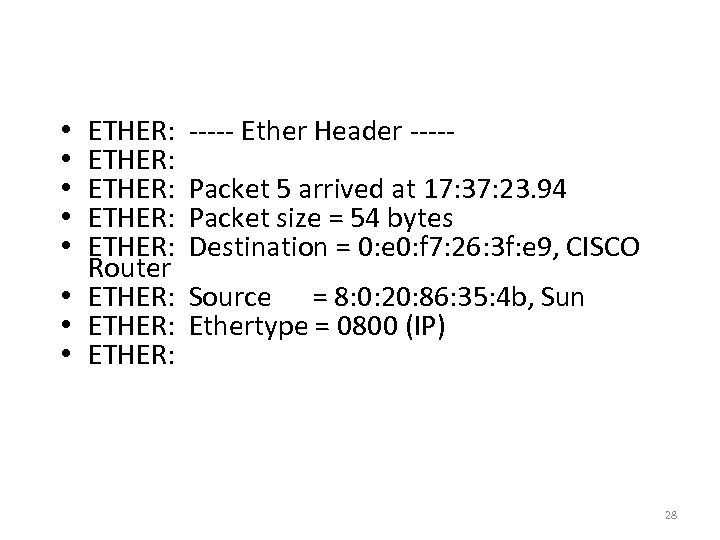Packet Decode ETHER: ETHER: Router • ETHER: • • • ----- Ether Header ----Packet