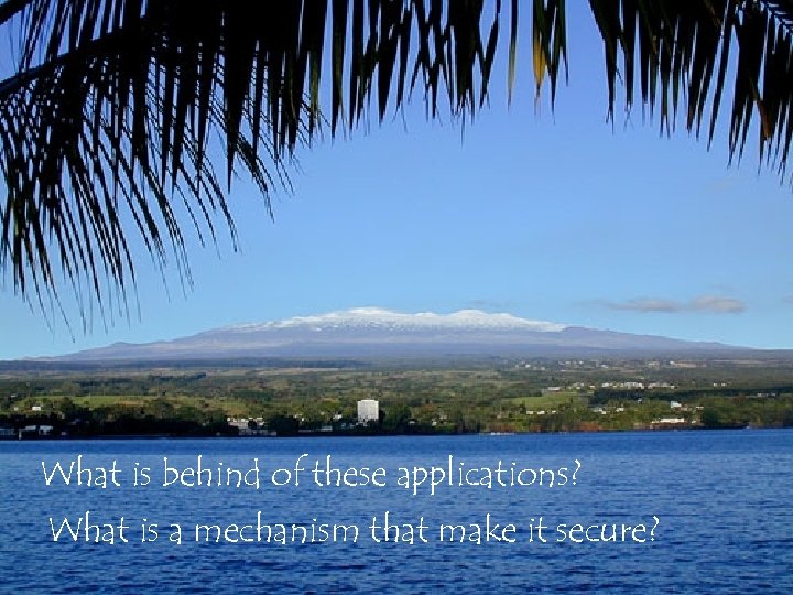 What is behind of these applications? What is a mechanism that make it secure?