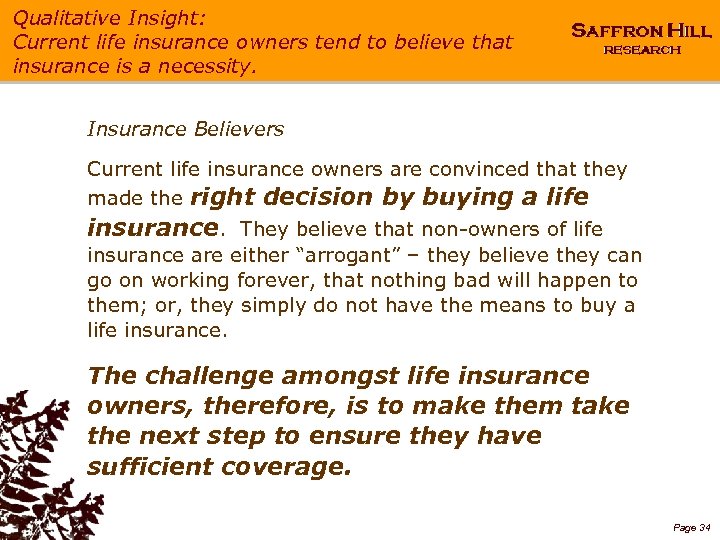 Qualitative Insight: Current life insurance owners tend to believe that insurance is a necessity.