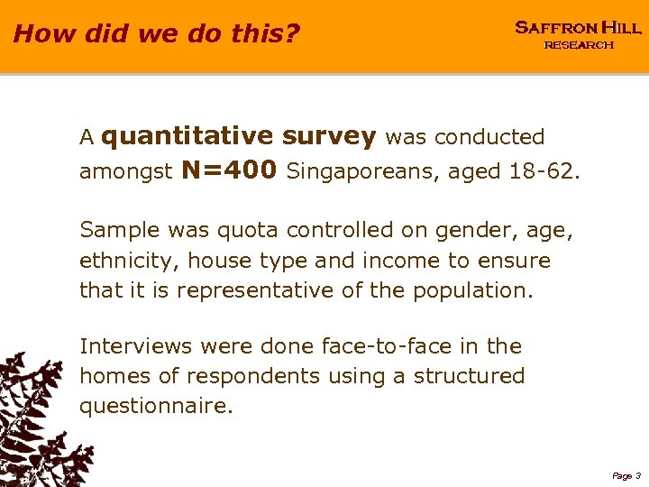 How did we do this? A quantitative survey was conducted amongst N=400 Singaporeans, aged