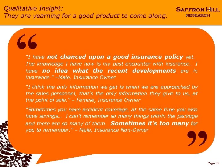 Qualitative Insight: They are yearning for a good product to come along. “ “I