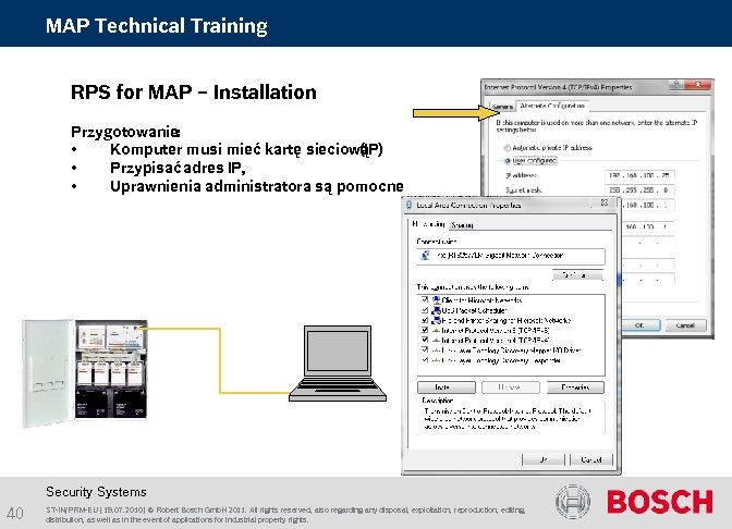 MAP Technical Training RPS for MAP – Installation Przygotowanie : • Komputer musi mieć