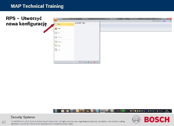 MAP Technical Training RPS – Utworzyć nowa konfigurację Security Systems 43 ST-IN/PRM-EU | 19.