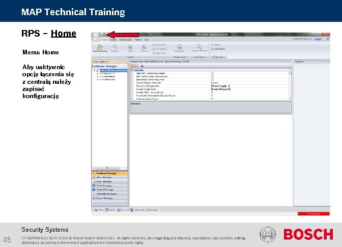MAP Technical Training RPS – Home Menu: Home Aby uaktywnic opcję łączenia się z