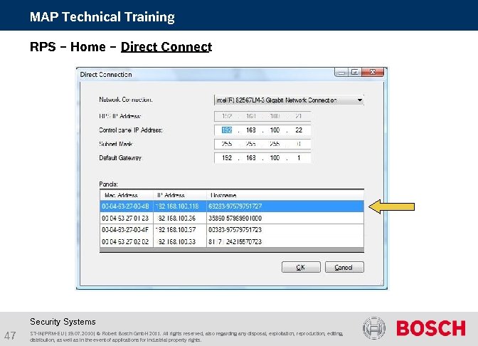 MAP Technical Training RPS – Home – Direct Connect Security Systems 47 ST-IN/PRM-EU |