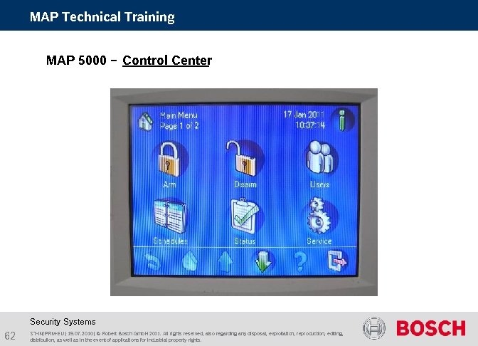 MAP Technical Training MAP 5000 – Control Center Security Systems 62 ST-IN/PRM-EU | 19.