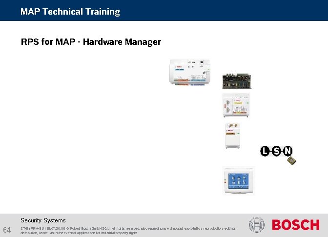 MAP Technical Training RPS for MAP - Hardware Manager Security Systems 64 ST-IN/PRM-EU |