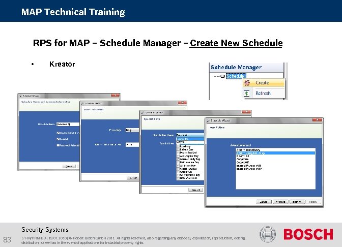 MAP Technical Training RPS for MAP – Schedule Manager – Create New Schedule •