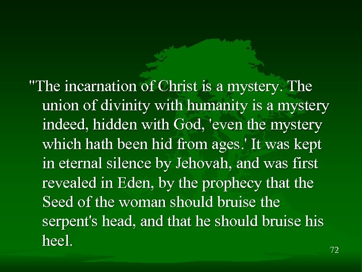 "The incarnation of Christ is a mystery. The union of divinity with humanity is