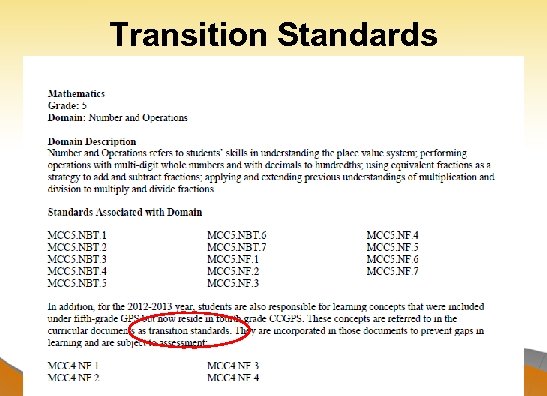 Transition Standards Dr. John D. Barge, State School Superintendent “Making Education Work for All