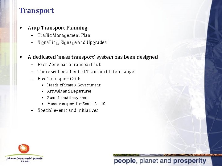 Transport • Arup Transport Planning – Traffic Management Plan – Signalling, Signage and Upgrades