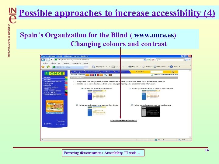 Possible approaches to increase accessibility (4) Spain’s Organization for the Blind ( www. once.