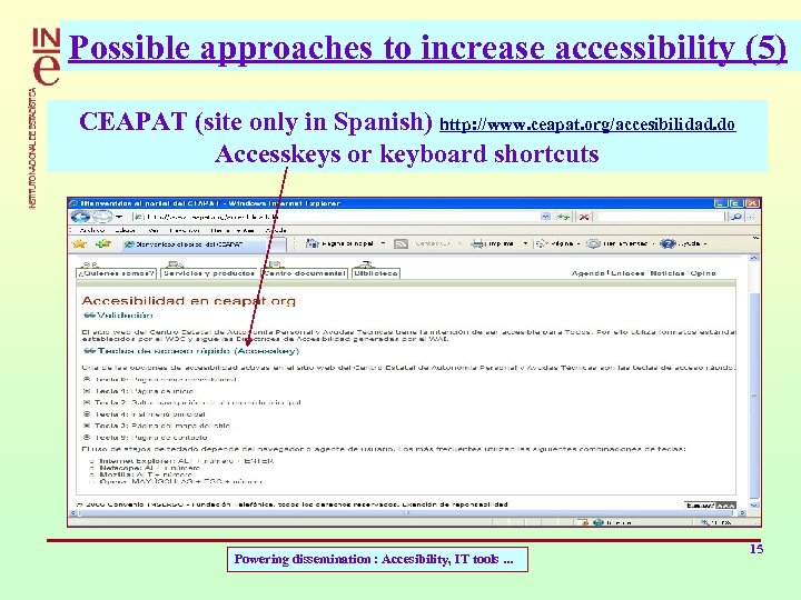 Possible approaches to increase accessibility (5) CEAPAT (site only in Spanish) http: //www. ceapat.