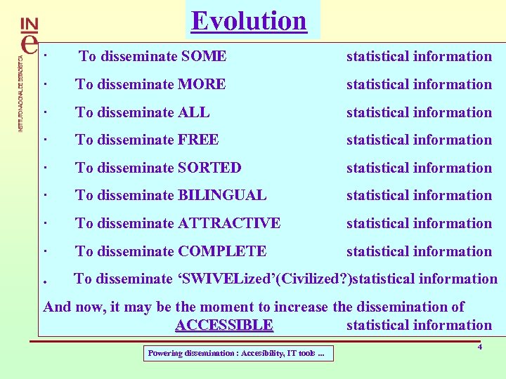 Evolution · To disseminate SOME statistical information First, humanity evolved. . . to the