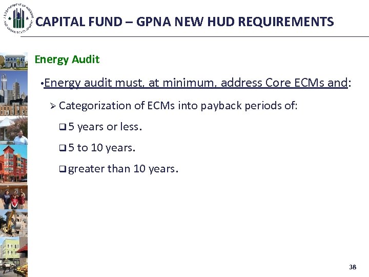 CAPITAL FUND – GPNA NEW HUD REQUIREMENTS Energy Audit • Energy audit must, at