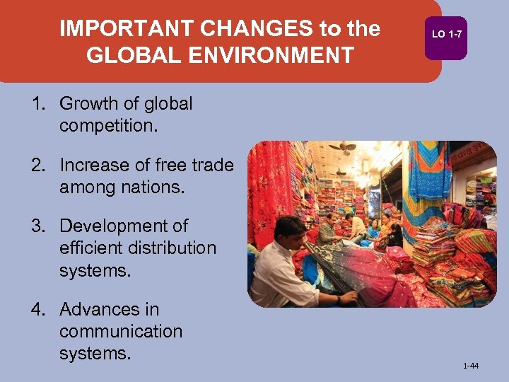 IMPORTANT CHANGES to the GLOBAL ENVIRONMENT LO 1 -7 1. Growth of global competition.