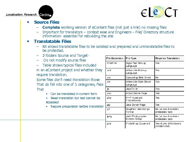  • Source Files – – • Complete working version of e. Content files