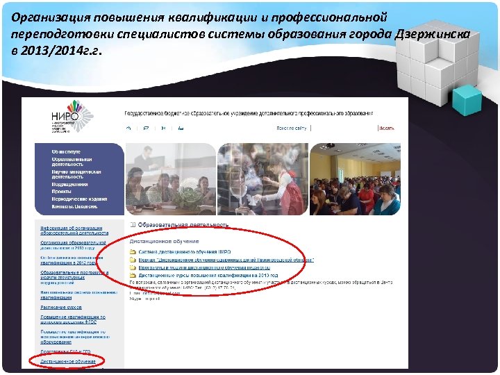 Организация повышения квалификации и профессиональной переподготовки специалистов системы образования города Дзержинска в 2013/2014 г.