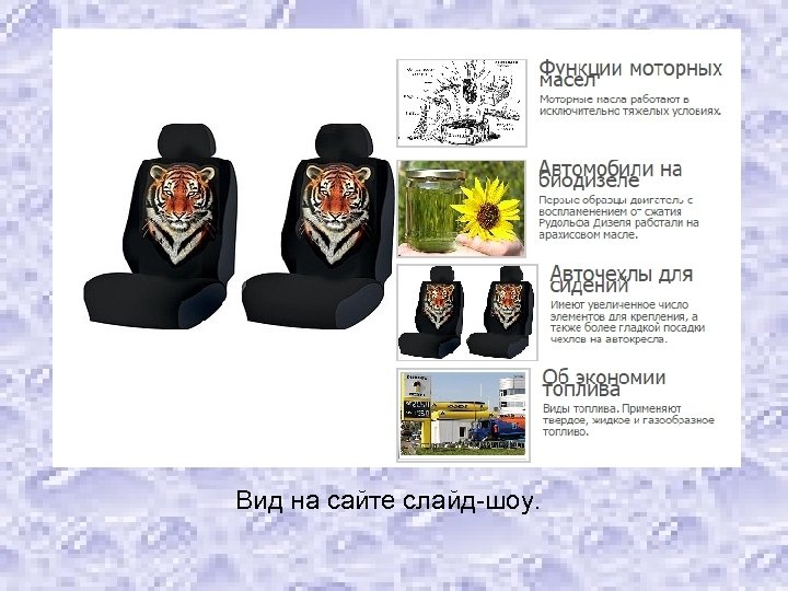 Вид на сайте слайд-шоу. 