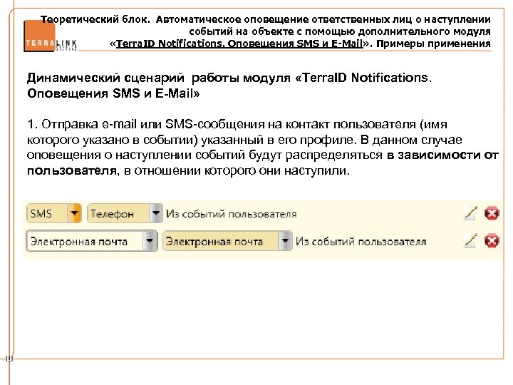 Теоретический блок. Автоматическое оповещение ответственных лиц о наступлении событий на объекте с помощью дополнительного