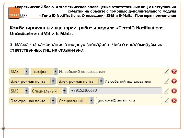 Теоретический блок. Автоматическое оповещение ответственных лиц о наступлении событий на объекте с помощью дополнительного