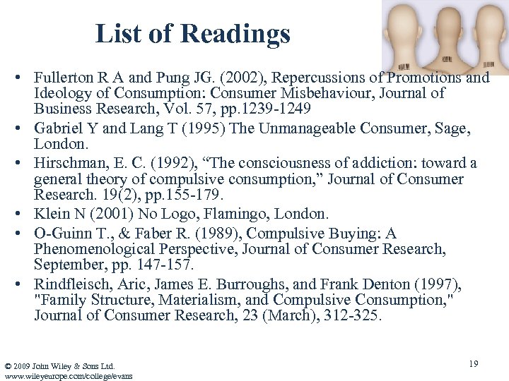 List of Readings • Fullerton R A and Pung JG. (2002), Repercussions of Promotions