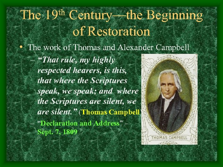 The 19 th Century—the Beginning of Restoration • The work of Thomas and Alexander