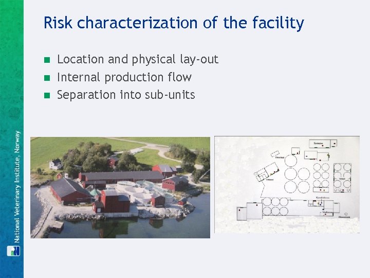 Risk characterization of the facility Location and physical lay-out n Internal production flow n