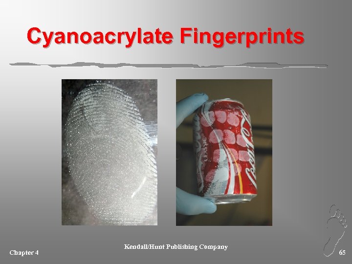 Cyanoacrylate Fingerprints Chapter 4 Kendall/Hunt Publishing Company 65 