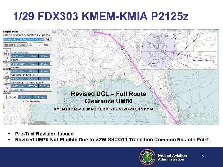 1/29 FDX 303 KMEM-KMIA P 2125 z Revised DCL – Full Route Clearance UM