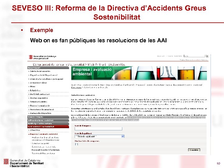 SEVESO III: Reforma de la Directiva d’Accidents Greus Sostenibilitat • Exemple Web on es