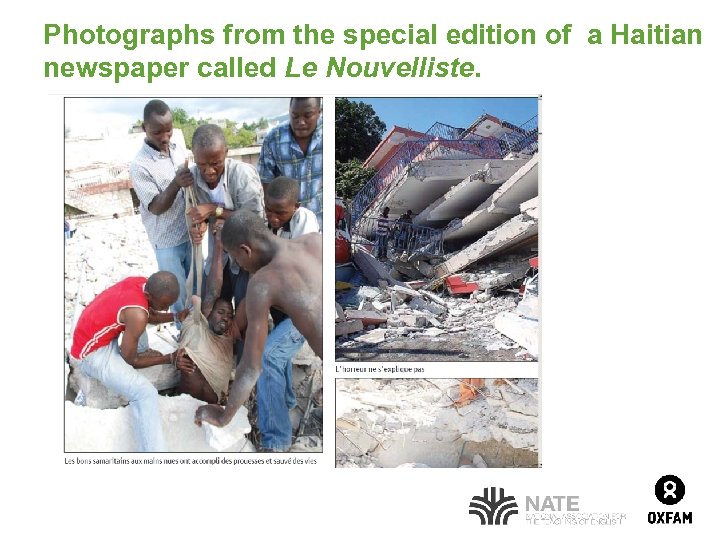 Photographs from the special edition of a Haitian newspaper called Le Nouvelliste. Page 15