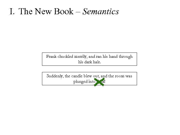 I. The New Book – Semantics Frank chuckled merrily, and ran his hand through