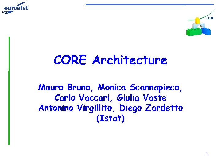 CORE Architecture Mauro Bruno, Monica Scannapieco, Carlo Vaccari, Giulia Vaste Antonino Virgillito, Diego Zardetto