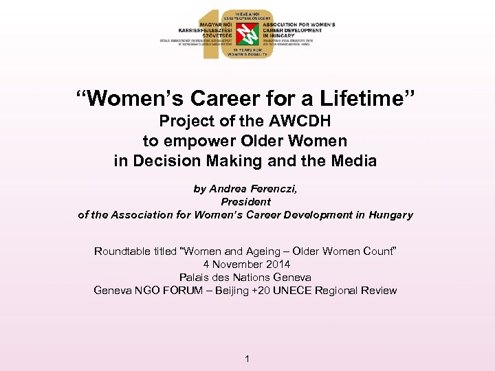 “Women’s Career for a Lifetime” Project of the AWCDH to empower Older Women in