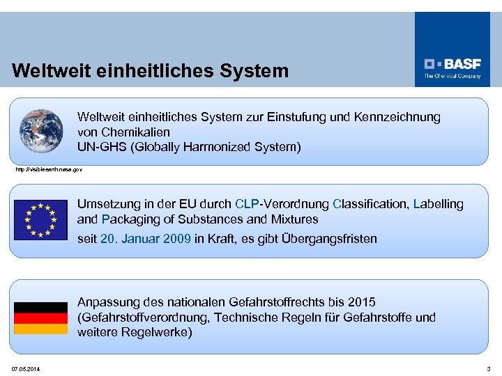 Weltweit einheitliches System zur Einstufung und Kennzeichnung von Chemikalien UN-GHS (Globally Harmonized System) http: