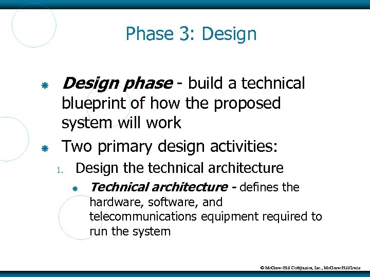 Phase 3: Design phase - build a technical blueprint of how the proposed system